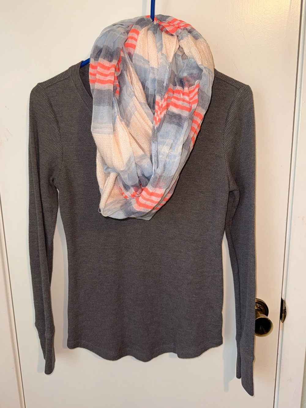Women's Charcoal Gray Knit Henley Classic Long Sleeve